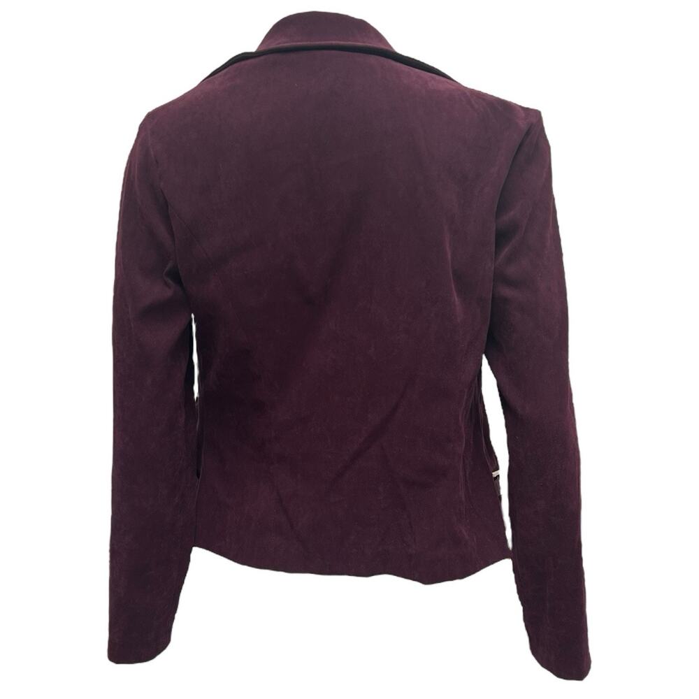Positive Attitude Womens Sz 4 Petite Purple Maroon Velvet Long Sleeve Zip Jacket - Picture 4 of 9